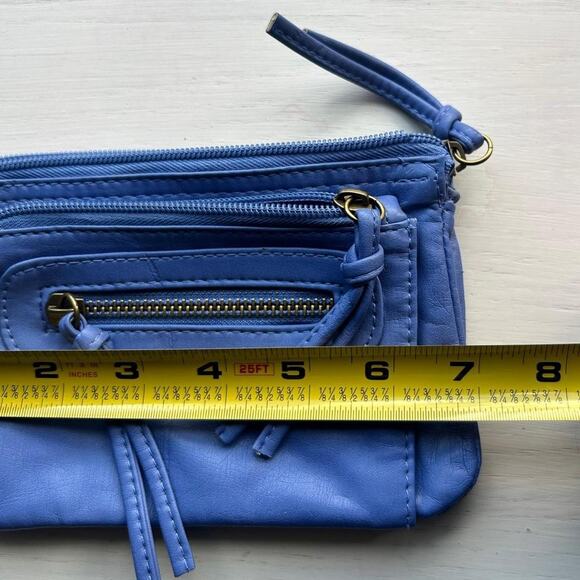 Royal blue leather small wallet wristlet bag - Picture 5 of 6